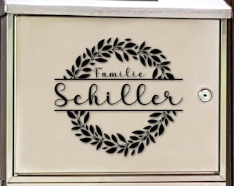 Mailbox Sticker Sticker Desired Name Divided Wreath Leaves