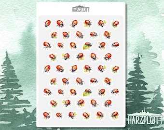 Stickers small cute ladybugs spring bullet journal planner sticker sheet A6 easy peel off sticker sheet