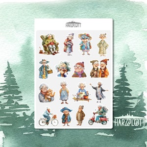 Sticker lustige Großmutter Oma verrückte Alte Bullet Journal Planner Stickerbogen A6 Easy Peel Off Sticker Sheet