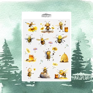 Sticker lustige Bienen Frühling Bienenkönigin verrückt Tierfreunde Imker Bullet Journal Planner Stickerbogen A6 Easy Peel Off Sticker Sheet