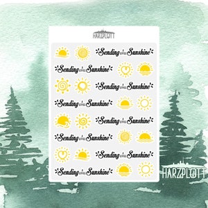 Sticker Sending a little Sunshine Sonnenschein Sonne Herz Gute Besserung Bullet Journal Planner Stickerbogen A6 Easy Peel Off Sticker Sheet