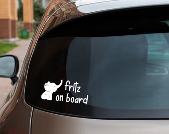 Baby on board Baby elephant Personalized name Car sticker Baby on board