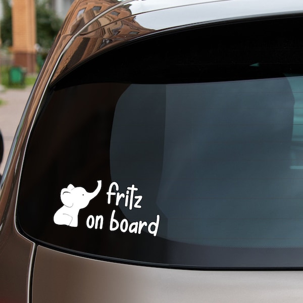 Baby an Bord Babyelefant Wunschname Autoaufkleber Sticker Baby on board