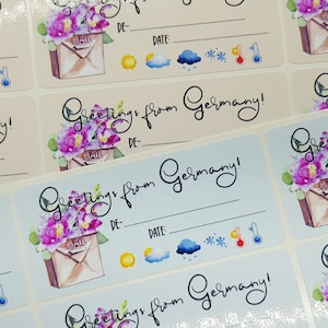 Postcrossing Aufkleber Sticker mit Briefkasten-Motiv Greetings from Germany