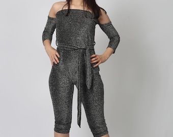 Silver Lurex Jumpsuit/Romper