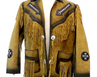 Fringed Suede Western Cowboy Jacket / Conchos/ Fashion Collectors Item