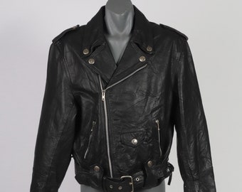 Vintage 1950s Leather Biker Motorcycle Jacket Talon Zipper