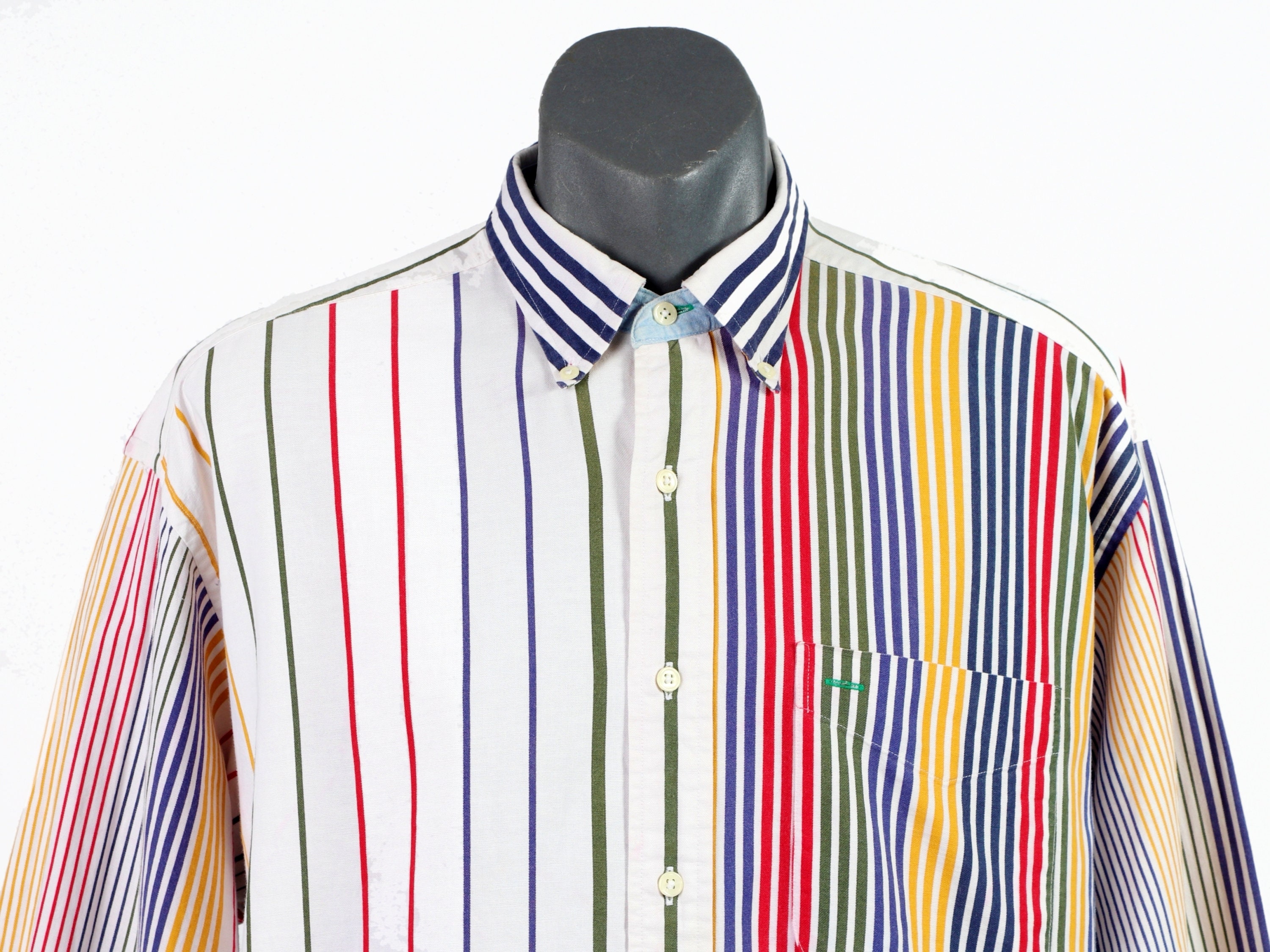 Size L Tommy Hilfiger Vintage Shirt Multi Coloured Striped - Etsy Denmark