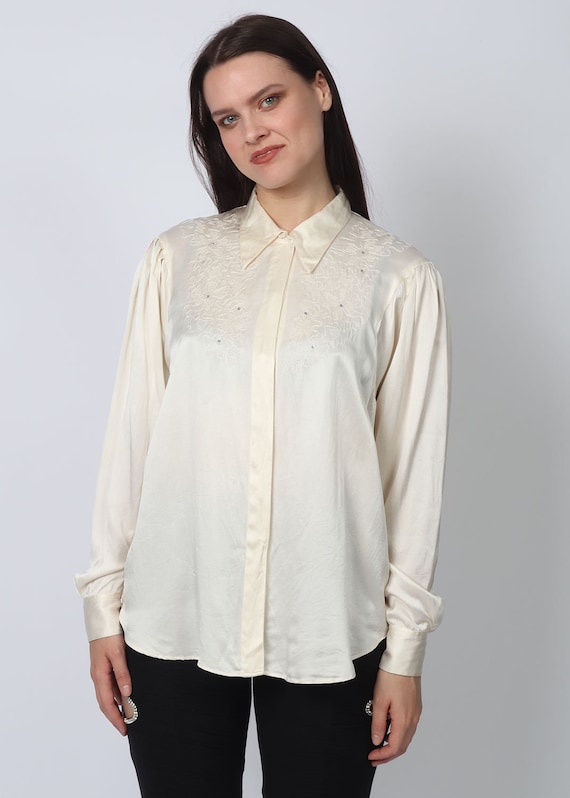 Silk Embroidered Blouse - image 3