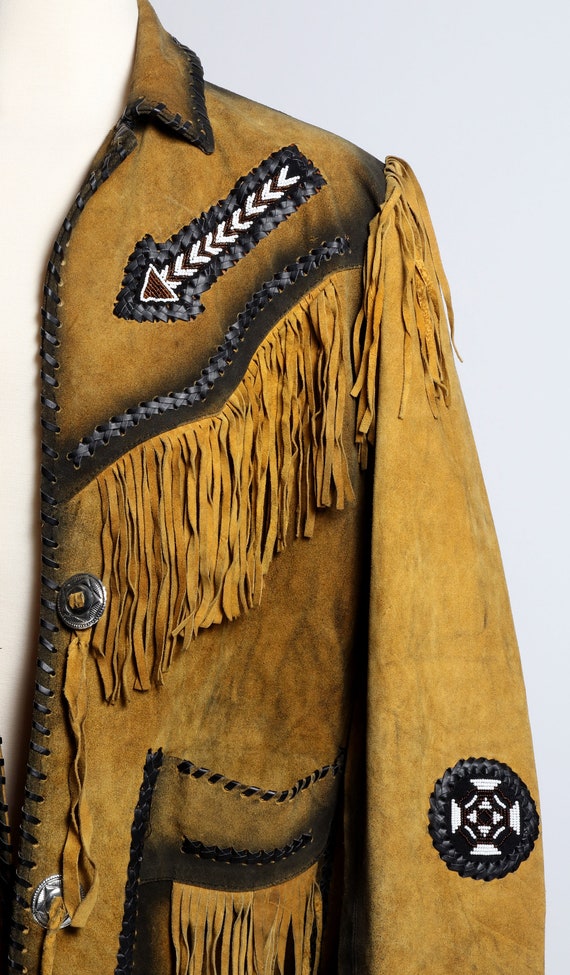 Fringed Suede Western Cowboy Jacket / Conchos/ Fa… - image 2