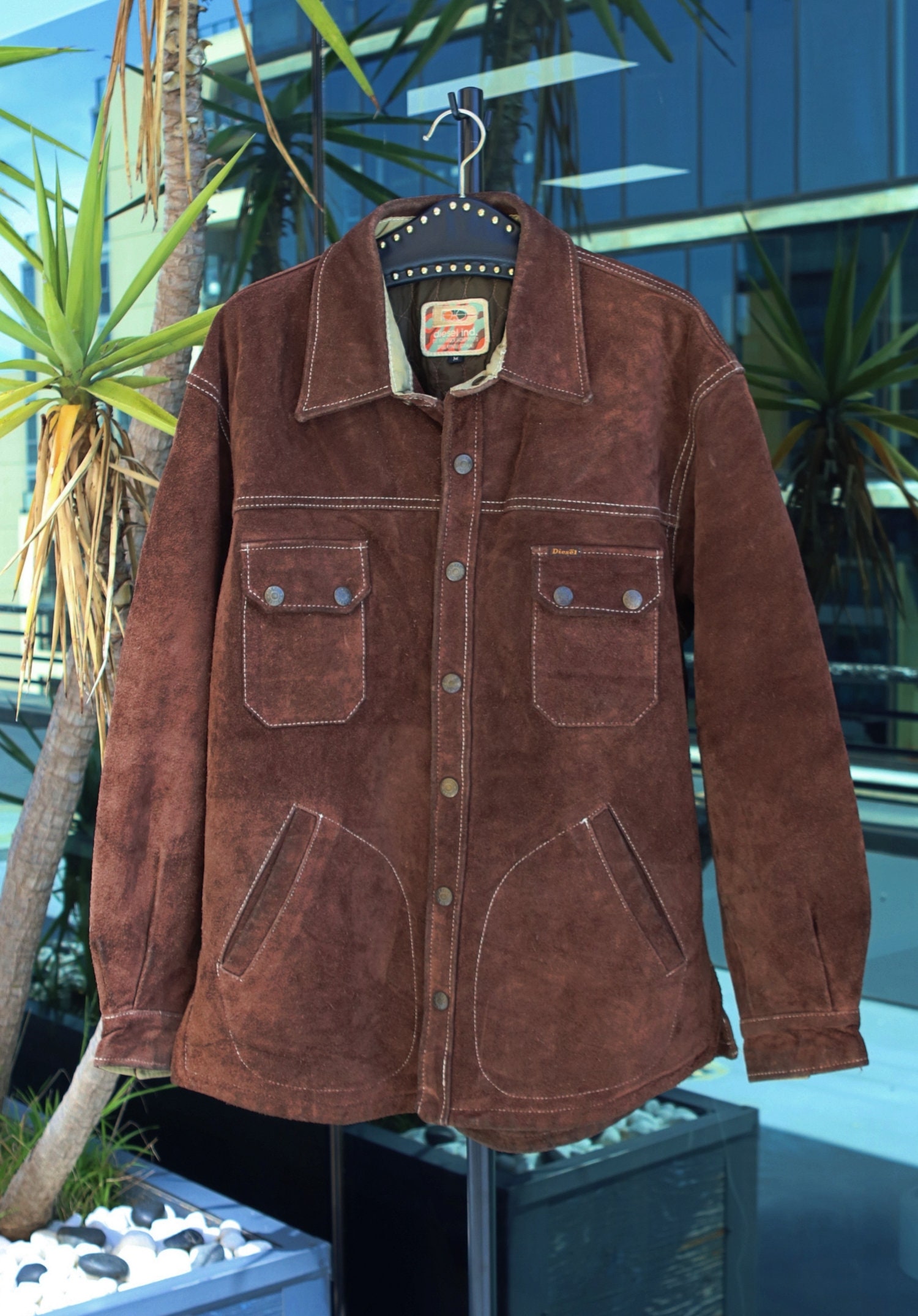 早い者勝ち 希少 レア DIESEL Suede Leather Jacket Vintage 90s Diesel Suede Leather Bomber Men's Varsity Jacket Brown