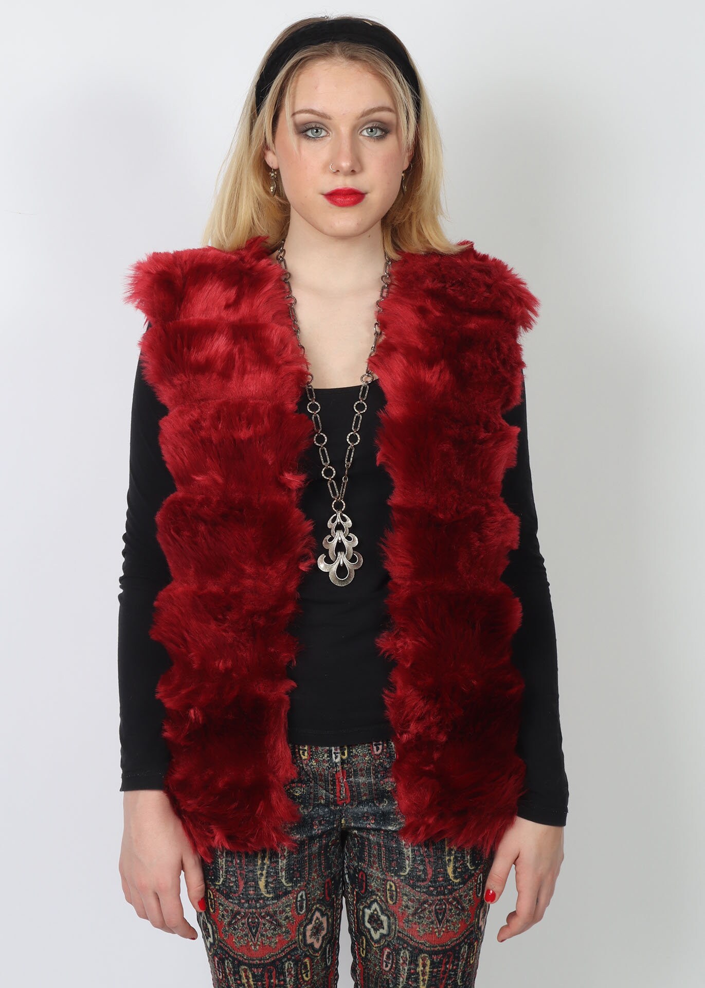 Ruby Red Faux Fur Vest - Etsy Australia