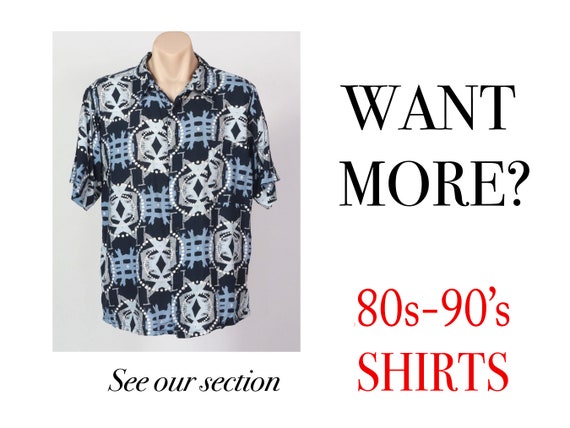 80's Quirky Hand Drawn Print Unique Vintage Shirt… - image 5