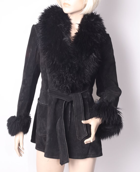 Fluffy trim sheepskin Penny Lane bohemian jacket