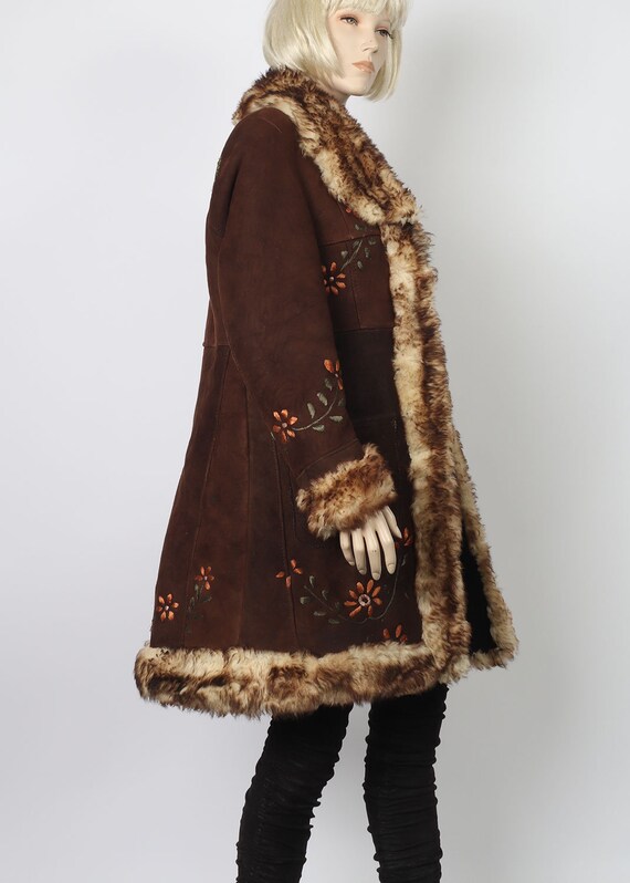 Shearling Embroidered 70's Penny Lane Coat sz 12
