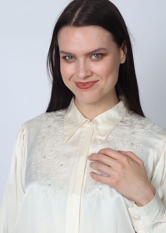 Silk Embroidered Blouse - image 4