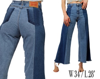 34’ Aus 16 Vintage Levi's High Waist Two Tone Flare Jeans