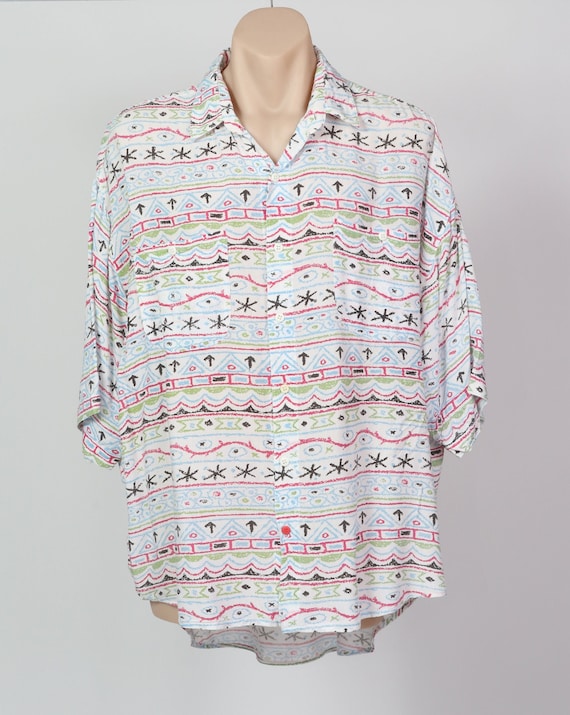 Size XL 80's quirky hand drawn print unique Vintag