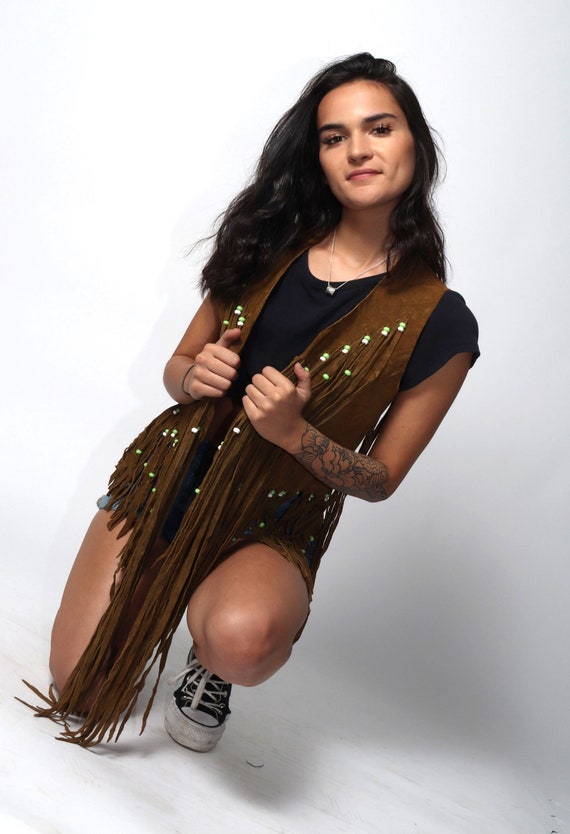 Suede fringed 70's vest