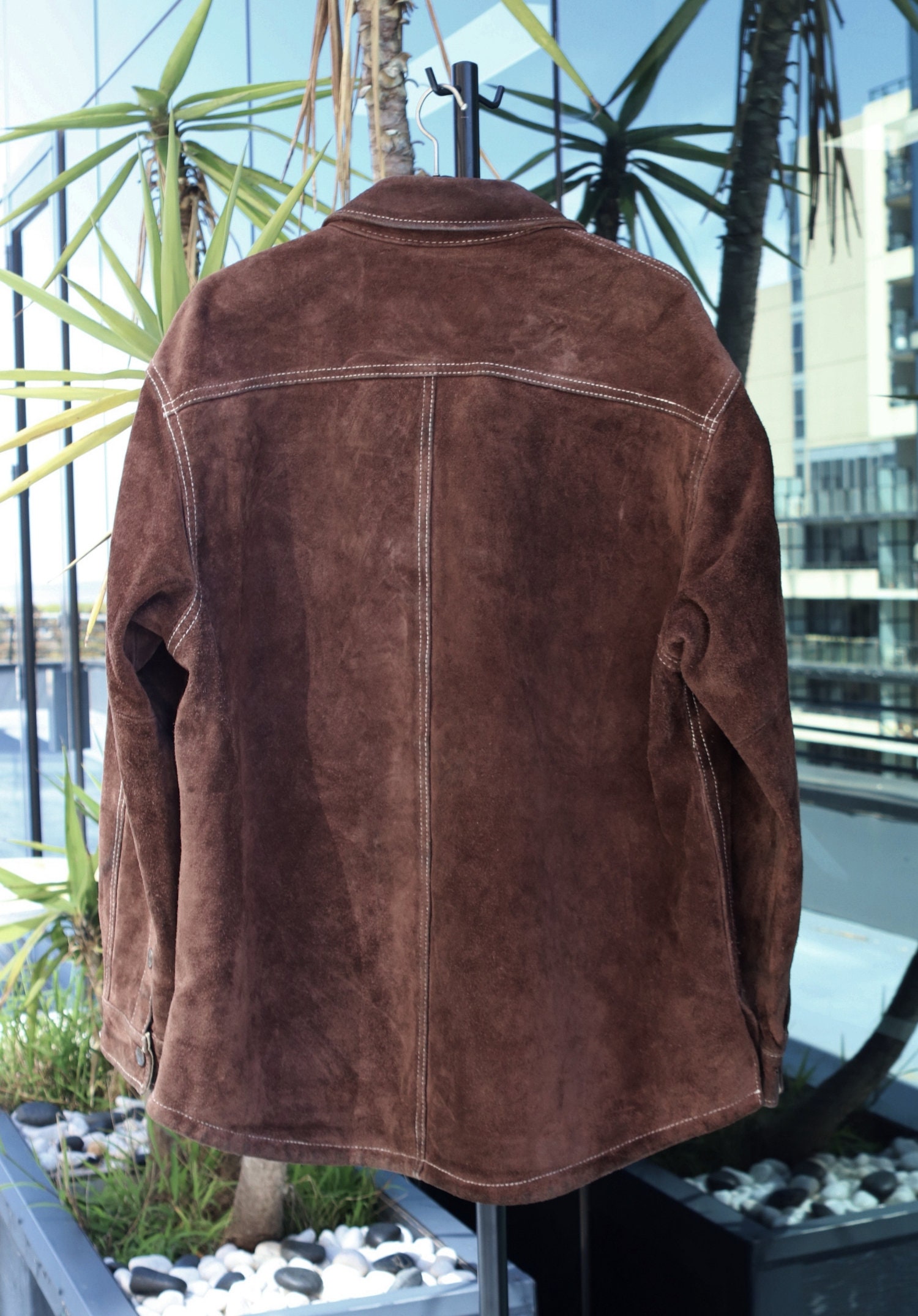 早い者勝ち 希少 レア DIESEL Suede Leather Jacket Vintage 90s Diesel Suede Leather Jacket - Brown With Black Stripe