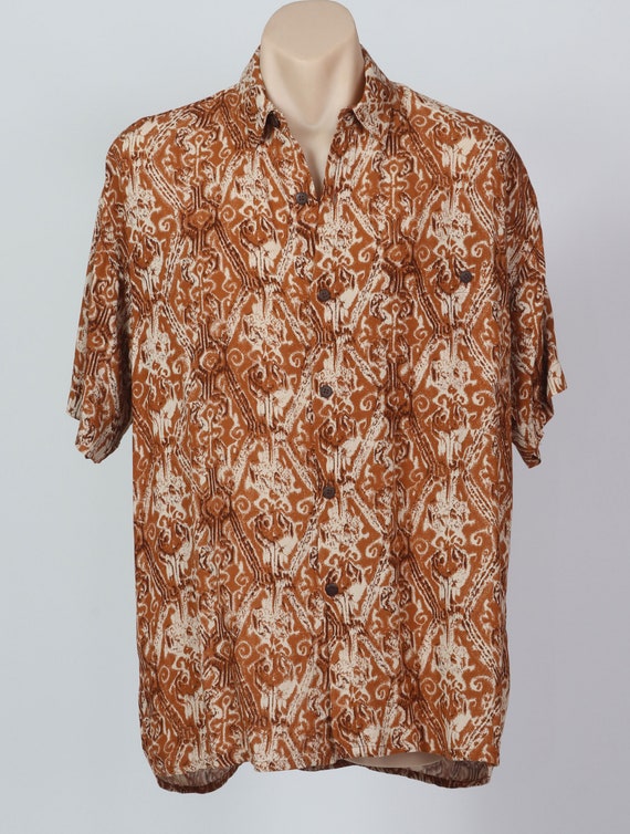 Vintage M batik Hawaiian rayon shirt
