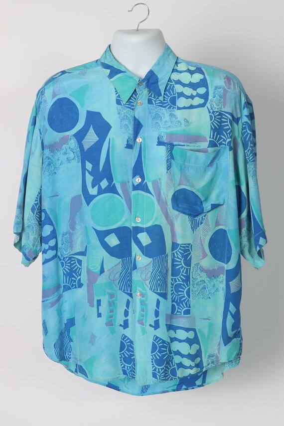 Brightly Patterned Vintage Men's Party Shirt, Siz… - image 4