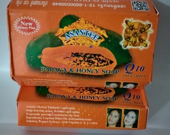 ASANTEE Papaya + Honey Soap/ 3 Bars Soap for the price  / Adelaidebeauty