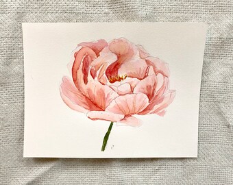 Pintura de peonía de acuarela - Arte floral de la pared - Colgante de pared - Arte de pared estilo granja