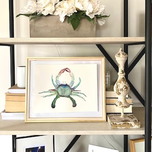 Coastal Crab Watercolor Painting, home decor, wall art, coastal decor, beach decor