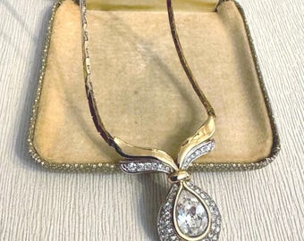 Vintage Attwood and Sawyer Necklace Gold Plated Crystal Twist