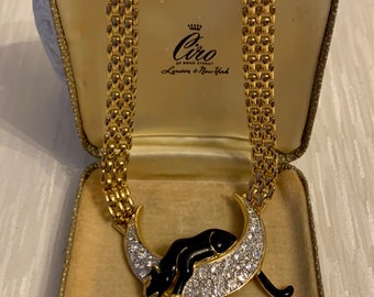 Vintage 80’s Gold Panther Necklace, Gold Designer Necklace, Vintage Panther Chain, Vintage Animal Jewellery, Women’s Necklace, Gift For Her