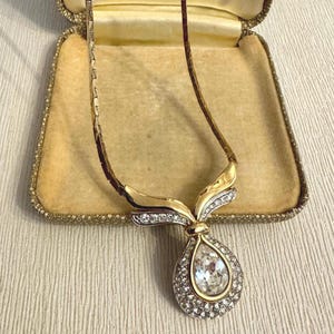 Vintage Attwood & Sawyer Gold-Plated Swarovski Crystal Necklace