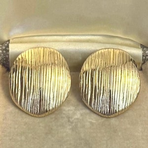 Vintage 80s Gold Textured Dome Clip On Earrings, Statement Button Jewellery