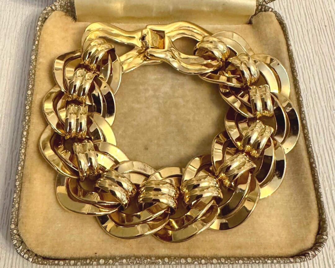 Bracelet Vintage Grossé 1968 Plaqué Or - Occasion - Bijou Ancien - Style Rétro