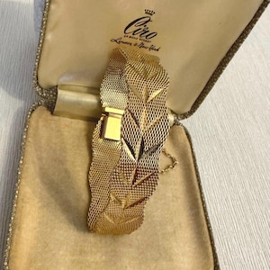 Vintage Gold Mesh Bracelet, Vintage Gold Bracelet, Womens Bracelet, Wedding Bracelet, Gift For Her, Statement Bracelet, Vintage Jewelry