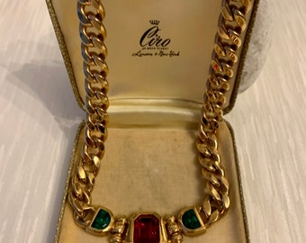 Vintage jaren '80 gouden kristallen ketting, gouden choker ketting, vintage gouden verklaring ketting, vintage sieraden, damesketting cadeau