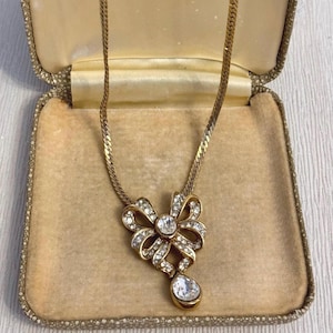 Vintage Attwood & Sawyer Necklace: 22K Gold Plated Swarovski Crystal Choker