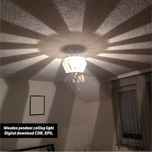 Wooden pendant ceiling light Digital download CDR. EPS.