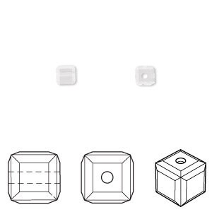 Bead, Crystal, Crystal Passions®, 5601, Faceted, Cube, Clear, 4mm, 2 cubes