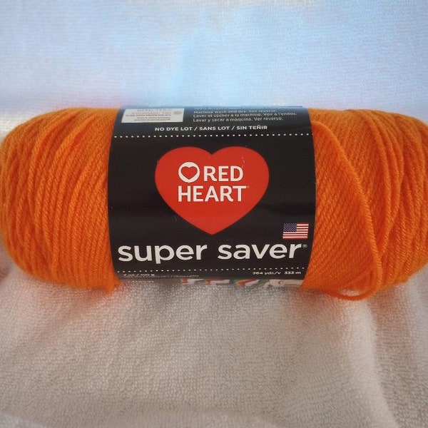 Yarn, Red Heart, Super Saver, Pumpkin, Orange, #0254, 7 ounces, 1 skein