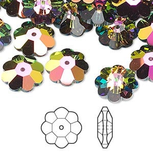 Bead, Crystal, Crystal Passions®, 3700, Faceted, Marguerite Flower, Vitrail Medium, 12x4mm, 2 beads