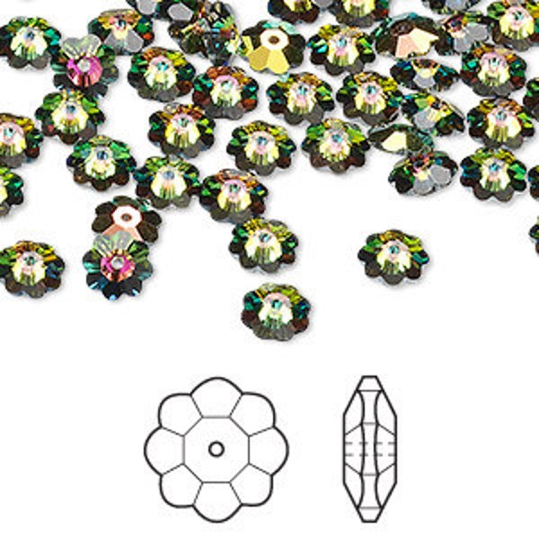Bead, Crystal, Crystal Passions®, 3700, Faceted, Marguerite Flower, Vitrail Medium, 6x2mm, 2 beads