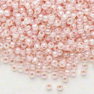Perline di semi, vetro, #8, rotondo, opaco, ceylon, rosa pastello, acari dyna, 10 grammi