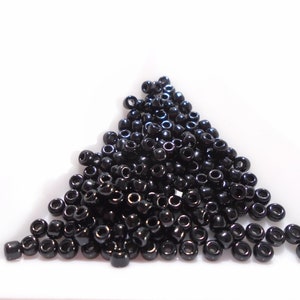 Seed Bead, Glass, #8, Round, Opaque, Black, Dyna-Mites, 8 grams