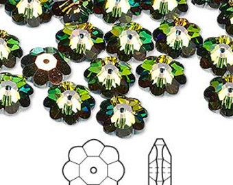Bead, Crystal, Crystal Passions®, 3700, Faceted, Marguerite Flower, Vitrail Medium, 10x3.5mm, 2 beads