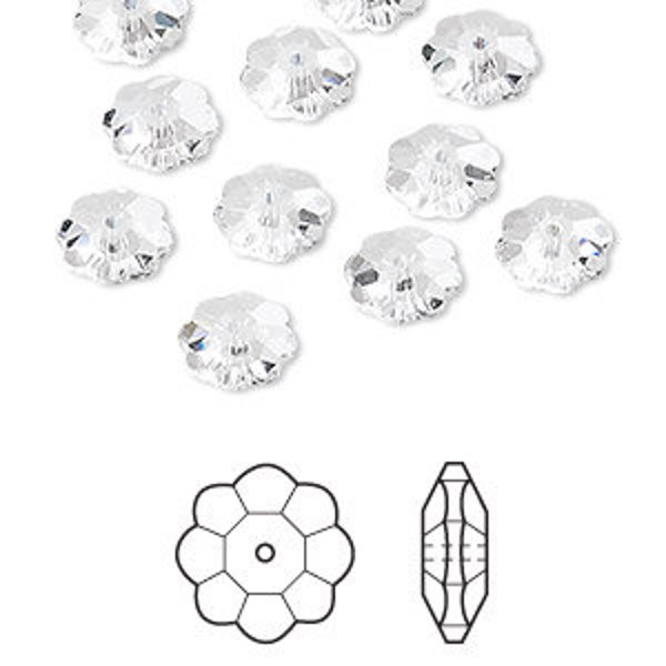 Bead, Crystal, Crystal Passions®, 3700, Faceted, Marguerite Flower, Clear, 8x3mm, 2