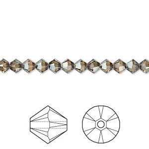 Bicone, Crystal, Crystal Passions®, Xilion, Bronze Shade, 4mm Bead, (5328), 24 beads