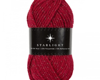 Yarn, Starlight, Hobbii, Wool, Red, #3, 1.75 ozs, 1 skein