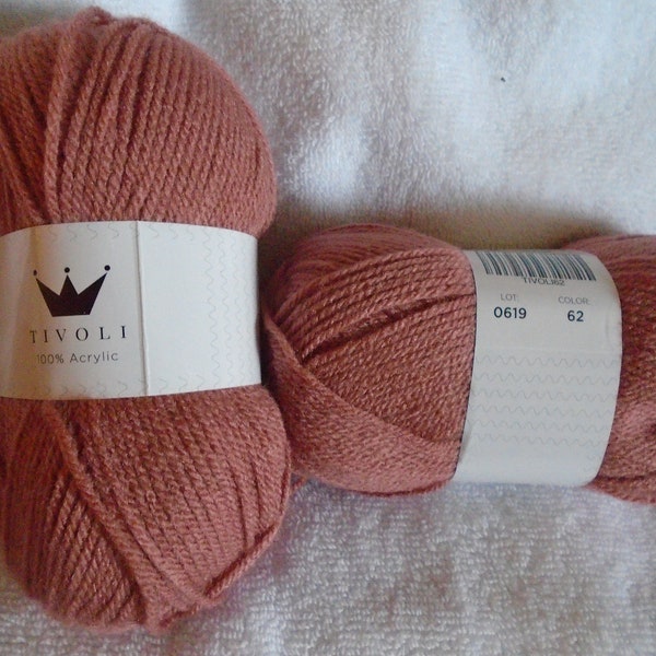 Yarn, Hobbii, Tivoli, Dusty Rose, #62, 1.75 ozs, 1 skein