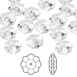 Bead, Crystal, Crystal Passions®, 3700, Faceted, Marguerite Flower, Crystal, 10x3.5mm, 2